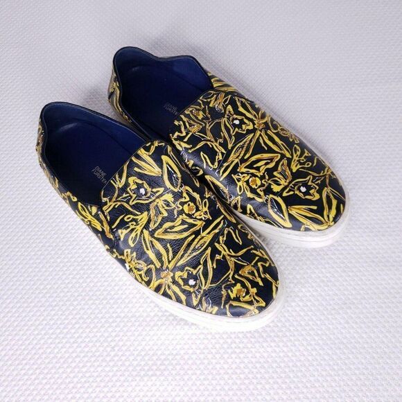 Diane Von Furstenberg Budapest 6 Leather Slip On Sneaker Shoe Blue Yellow Sample - Picture 1 of 6